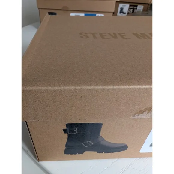 Steve Madden Ankle Boot Crusader Black Leather Women's Size 8 M
