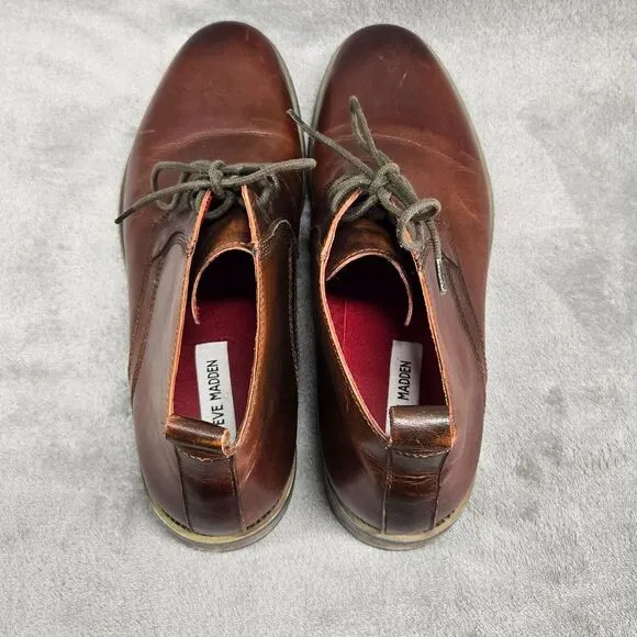 Steve Madden Bronxxx Chukka Boots Mens Size 9.5 Leather Upper Brown Dress Casual