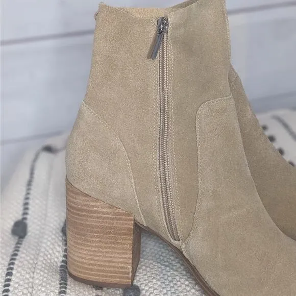 Steve Madden Calabria Suede Block Heel Ankle Boots Sand Tan Women's Size 10 M