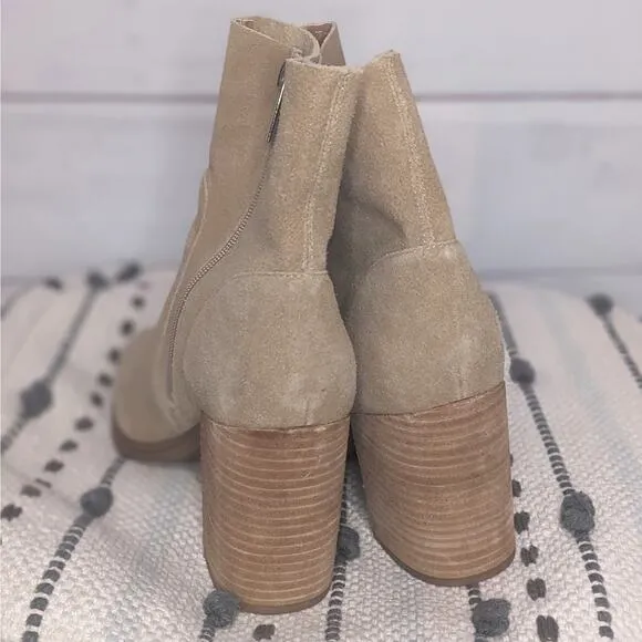 Steve Madden Calabria Suede Block Heel Ankle Boots Sand Tan Women's Size 10 M