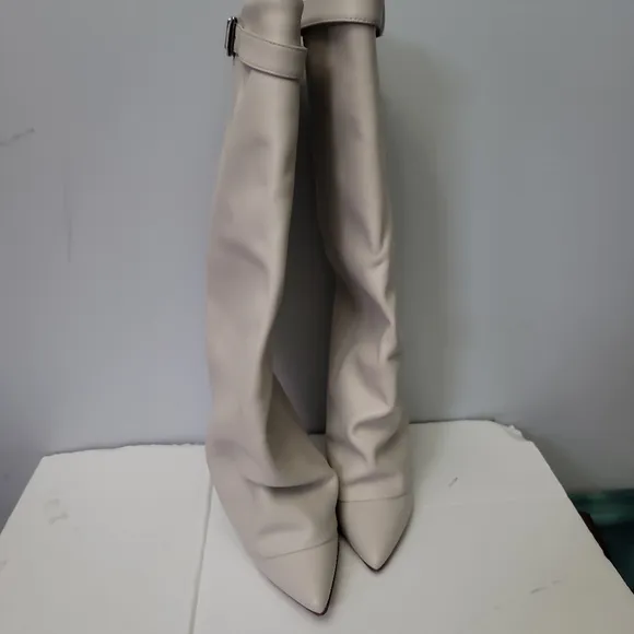 Steve Madden Corenne Leather Foldover Buckle Strap Tall Wedge Boots