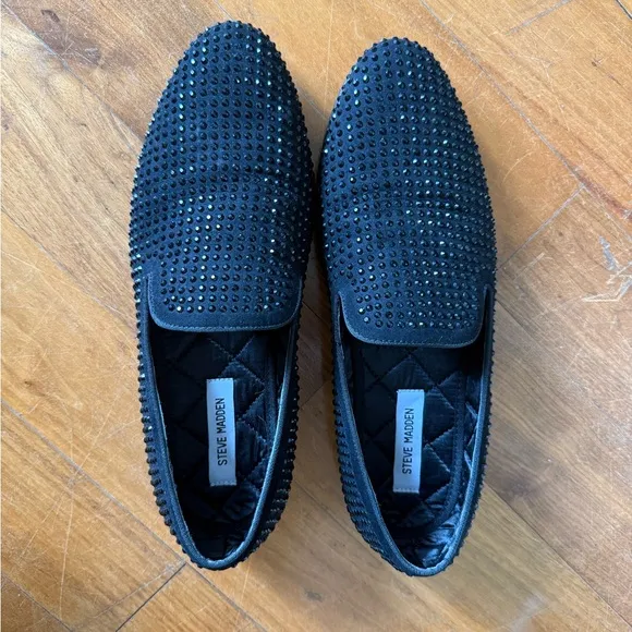 Steve Madden Dazzle Embellished Smoking Slipper - like new