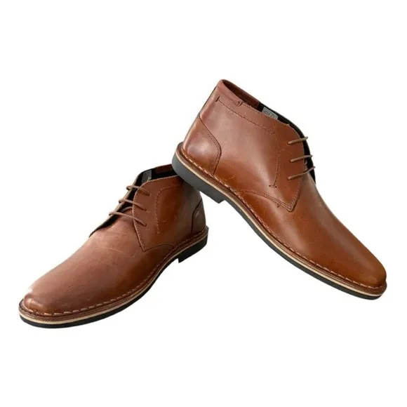 Steve Madden Harken Chukka Lace Up Men’s  Brown Cognac Leather Shoes 8.5