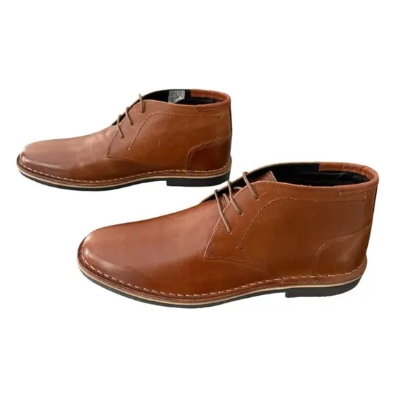 Steve Madden Harken Chukka Lace Up Men’s  Brown Cognac Leather Shoes 8.5