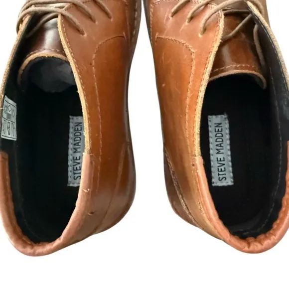 Steve Madden Harken Chukka Lace Up Men’s  Brown Cognac Leather Shoes 8.5