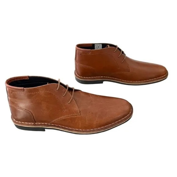 Steve Madden Harken Chukka Lace Up Men’s  Brown Cognac Leather Shoes 8.5