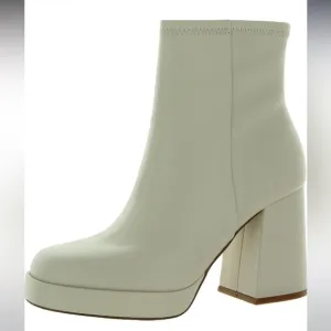 Steve Madden Kaleb ivory white platform square front booties ankle boot Sz 6 1/2