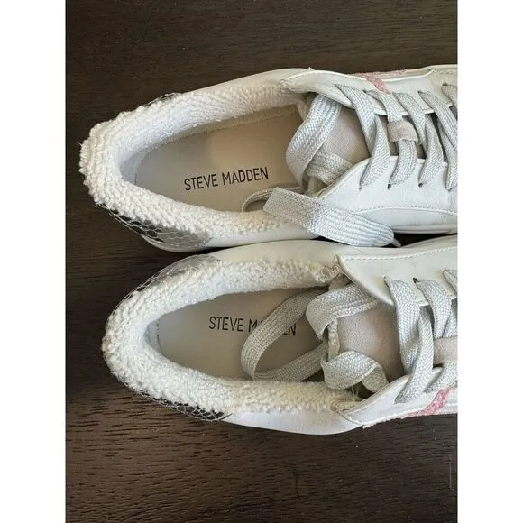 Steve Madden Kids Rezume Girls Athletic White Multi Sneakers 3 New Star shoes