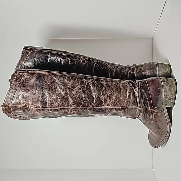 Steve Madden Manor Boots Knee High Western Cowboy Cowgirl Brown Leather 11M