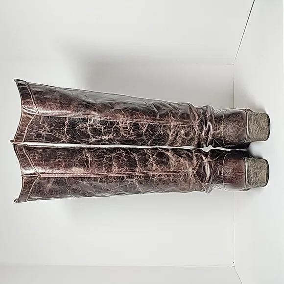 Steve Madden Manor Boots Knee High Western Cowboy Cowgirl Brown Leather 11M
