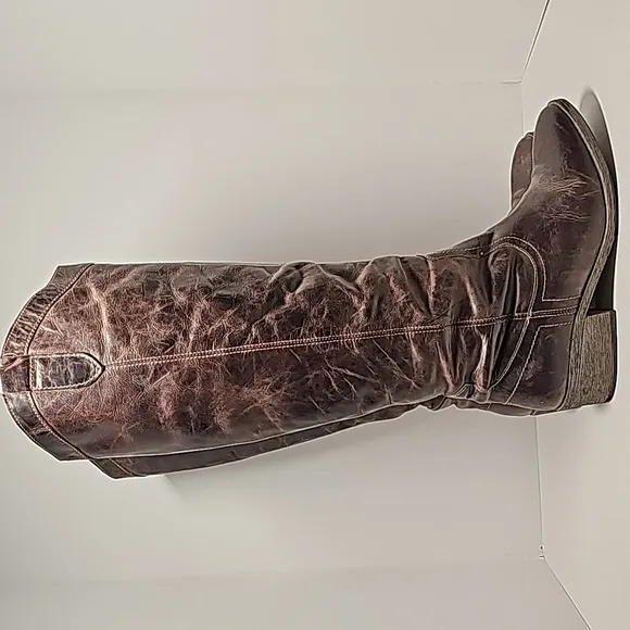 Steve Madden Manor Boots Knee High Western Cowboy Cowgirl Brown Leather 11M