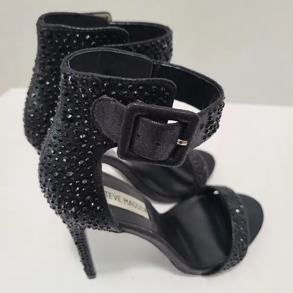 Steve Madden Maryland Black Rhinestone‎ Crystal Sandals 8M