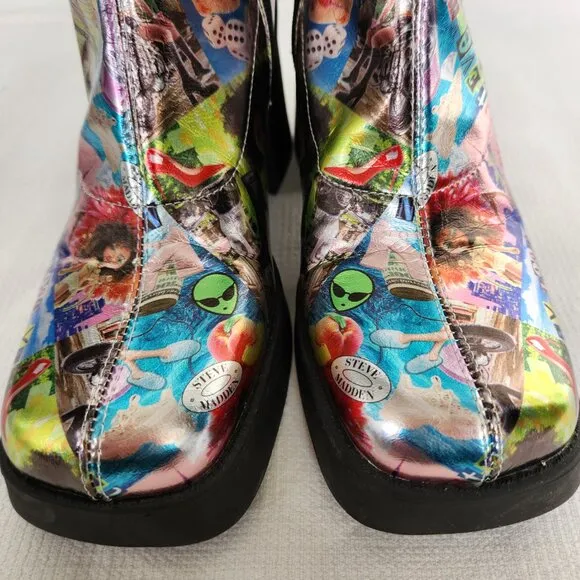 Steve Madden Sz 9 Klayton 90s Retro Squared Toe Mid-Calf Chunky Platform Boots