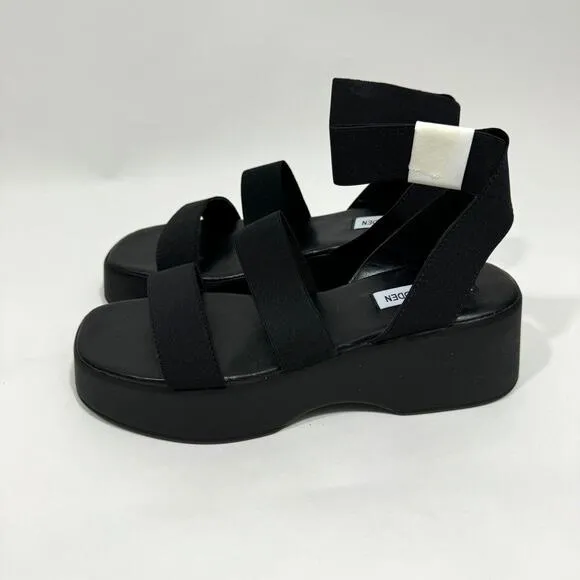 Steve Madden Women’s Size 8 Black Sashes Strappy Platform Sandals Shoes New
