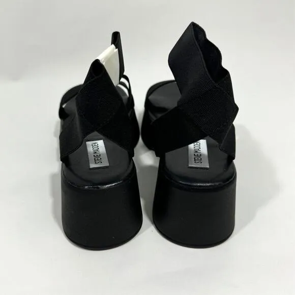 Steve Madden Women’s Size 8 Black Sashes Strappy Platform Sandals Shoes New