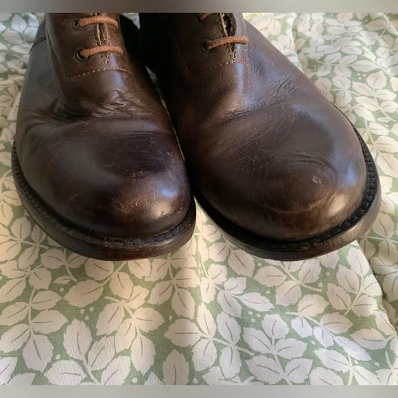 STEVEN by Steve Madden Brown Leather Trooper BOOTS 7.5 Knee-high Zipper Lace-up