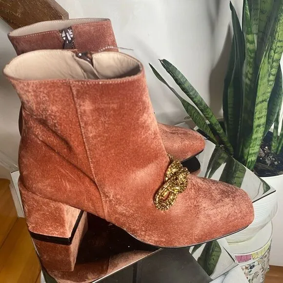 Stevie Velvet Chain Ankle Boots