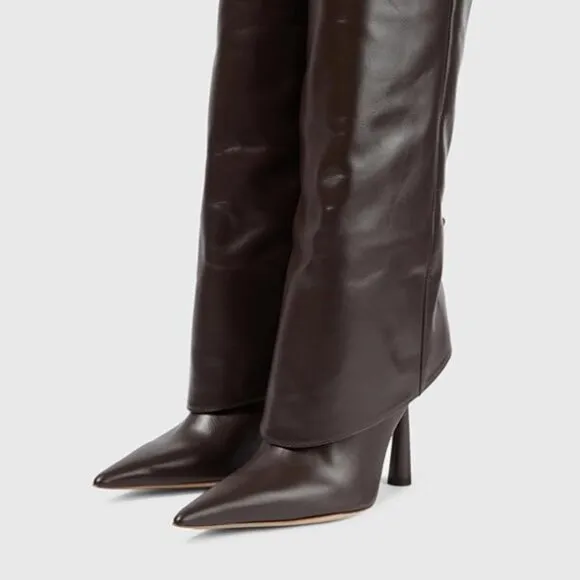 Stiletto Heel Knee High Chocolate Boots