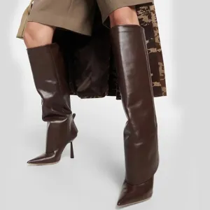 Stiletto Heel Knee High Chocolate Boots