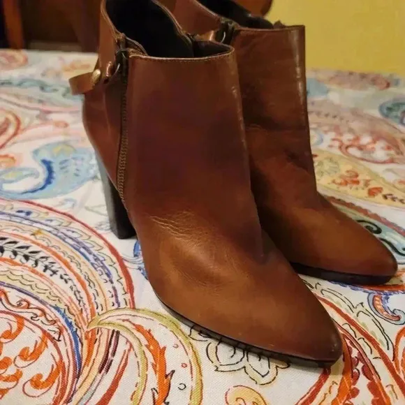 Stuart Weitzman Backstrap Boots Leather Shoes Saddle Old West Calf Bootie 6