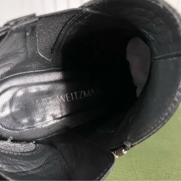 Stuart Weitzman Biker-Style/Western Ankle Boots in Black Leather