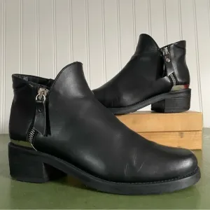 Stuart Weitzman Biker-Style/Western Ankle Boots in Black Leather