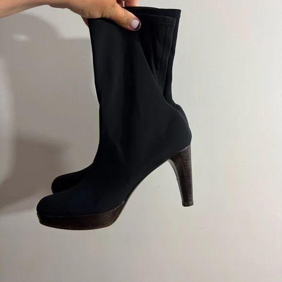 Stuart Weitzman Black Heeled Boots, Women’s Size 7.5
