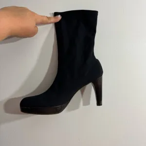 Stuart Weitzman Black Heeled Boots, Women’s Size 7.5