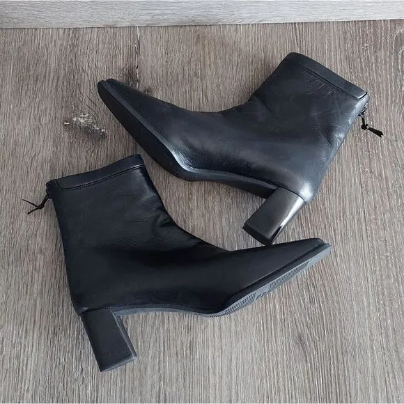 Stuart Weitzman Black Leather Ankle Boots Size 7
