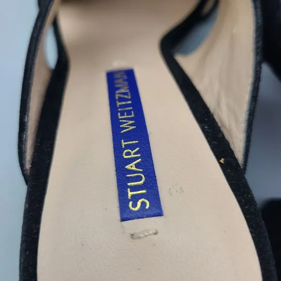 Stuart Weitzman Heel Sandals GALENE Black Suede CrissCross Block Women’s 6.5