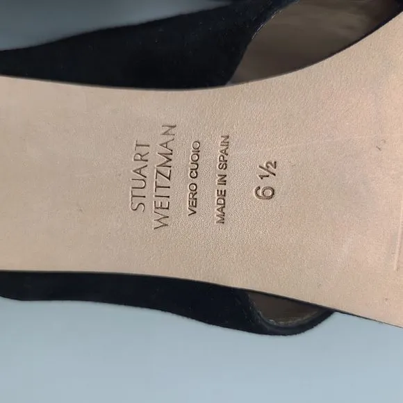 Stuart Weitzman Heel Sandals GALENE Black Suede CrissCross Block Women’s 6.5