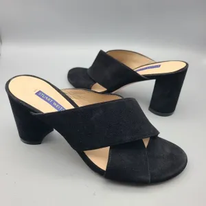 Stuart Weitzman Heel Sandals GALENE Black Suede CrissCross Block Women’s 6.5