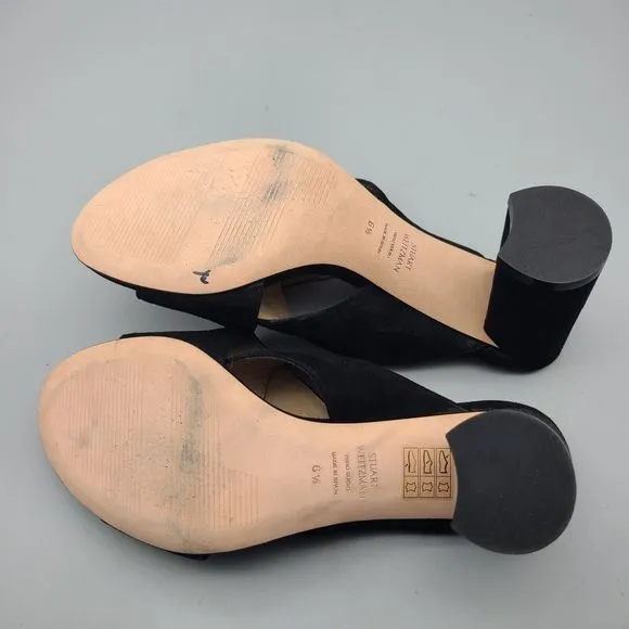 Stuart Weitzman Heel Sandals GALENE Black Suede CrissCross Block Women’s 6.5