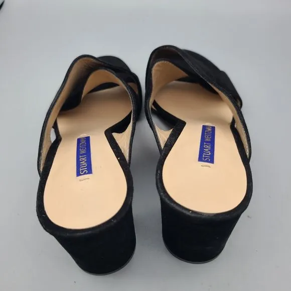 Stuart Weitzman Heel Sandals GALENE Black Suede CrissCross Block Women’s 6.5