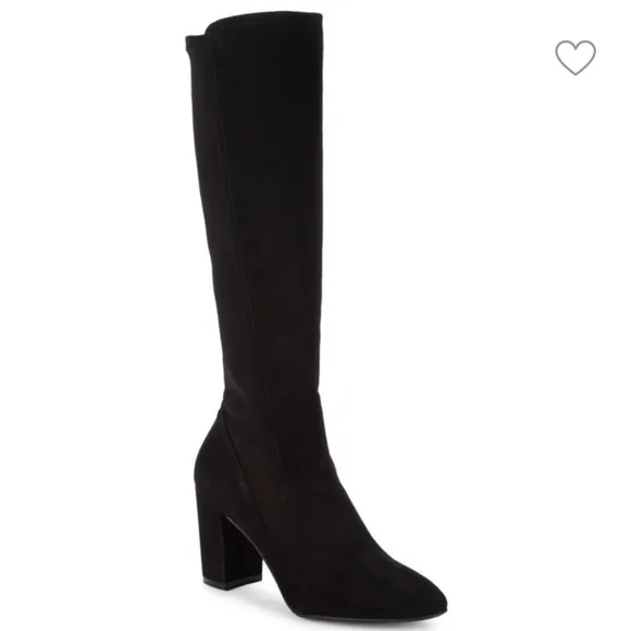 Stuart Weitzman Livia Suede Block Heel Tall Boots in black size 10