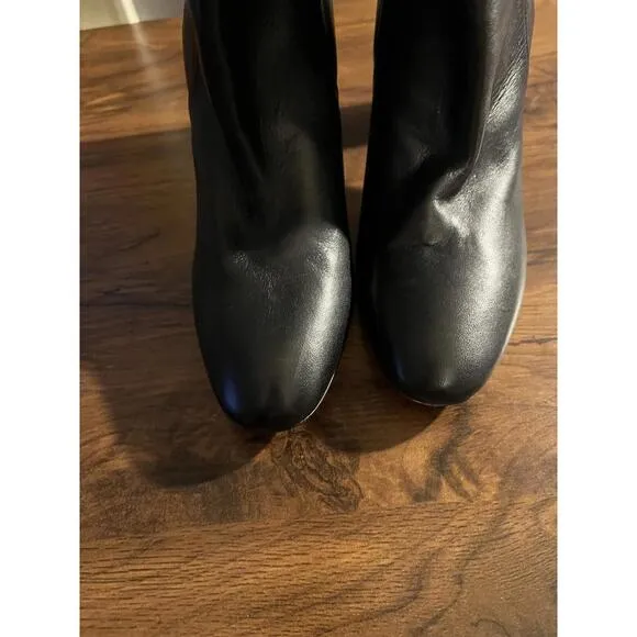 Stuart Weitzman LUCINDA Black Leather Fold Over the Knee High Boots 37.5 / US 7M