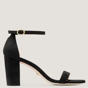 Stuart Weitzman Nearlynude Black Suede Sandals