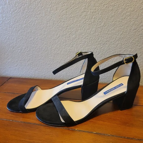 Stuart Weitzman Nearlynude Black Suede Sandals