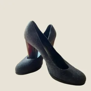 Stuart Weitzman Size 7M Gray Wool Platform Block Heels RESOLED