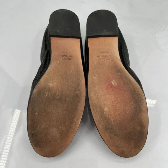 Stuart Weitzman Ballet Flats Women 6 M Black Leather Bow Slip On Shoes