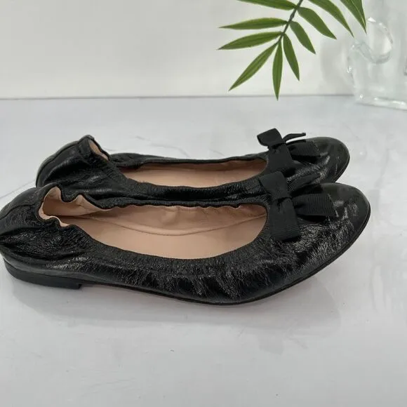 Stuart Weitzman Ballet Flats Women 6 M Black Leather Bow Slip On Shoes