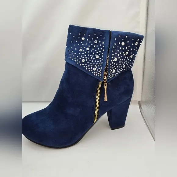 Studded Blue Ankle Boots