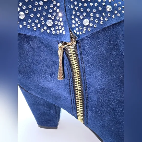 Studded Blue Ankle Boots