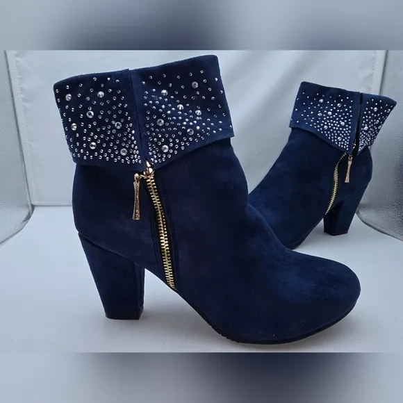 Studded Blue Ankle Boots