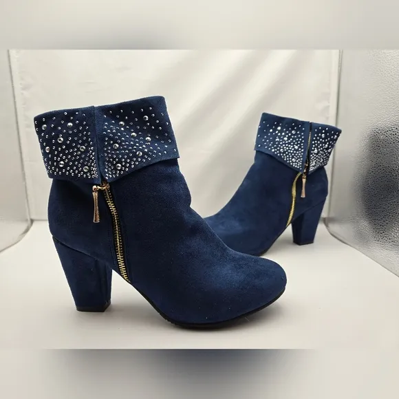 Studded Blue Ankle Boots