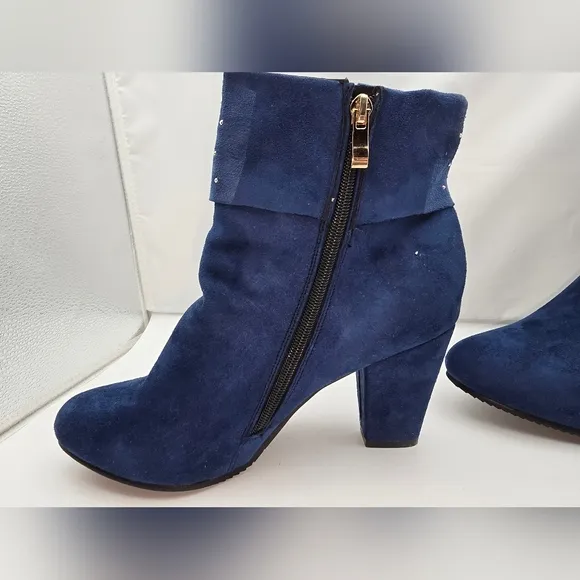 Studded Blue Ankle Boots