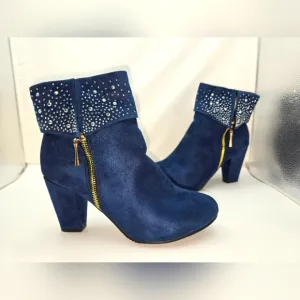 Studded Blue Ankle Boots
