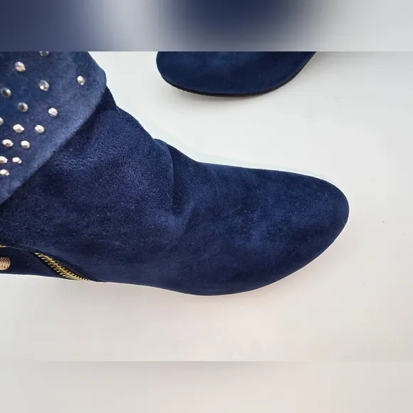 Studded Blue Ankle Boots