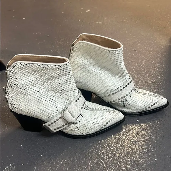 Studded White Ankle Boots