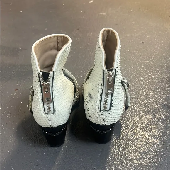 Studded White Ankle Boots